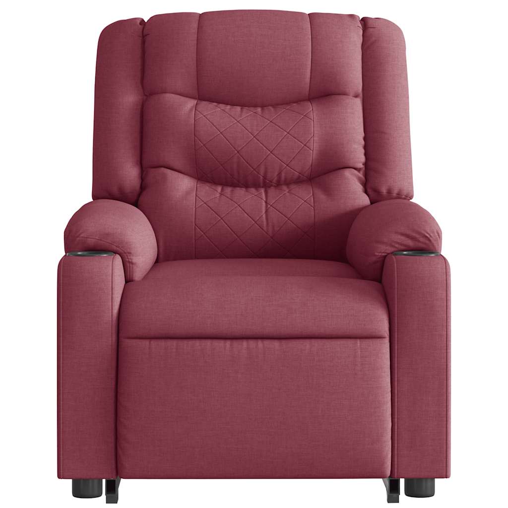 Poltrona Alzapersona Reclinabile Elettrica Rosso Vino Tessuto