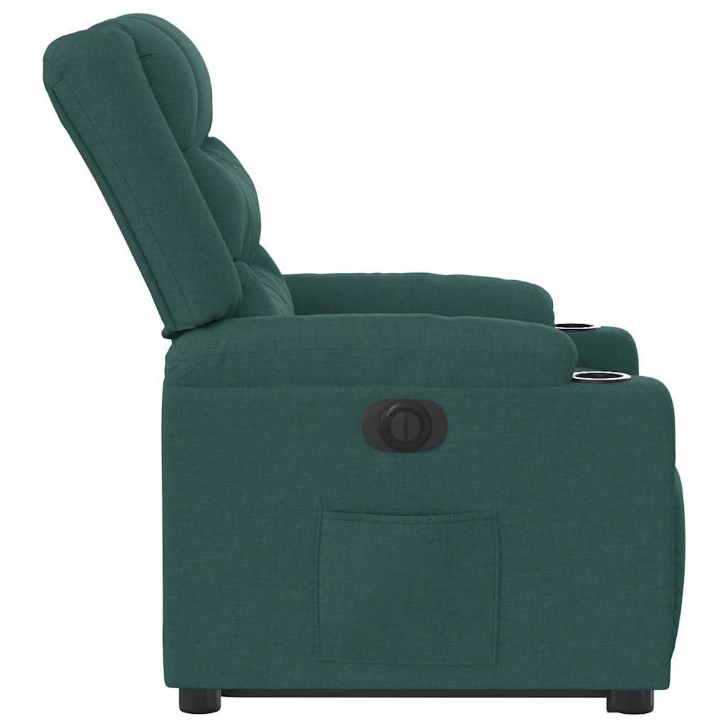 Poltrona Alzapersona Reclinabile Elettrica Verde Scuro Tessuto | homemem39