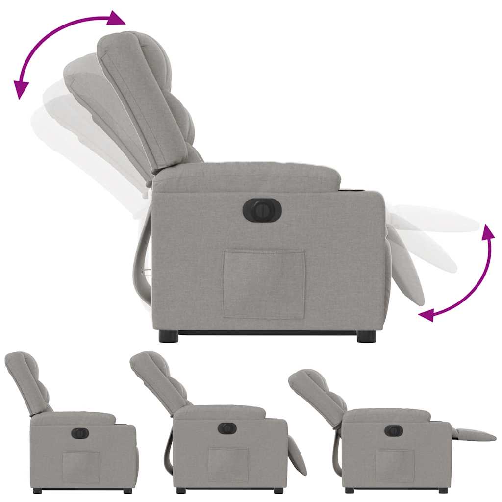 Poltrona Alzapersona Reclinabile Elettrica Grigi Nuvola Tessuto - homemem39