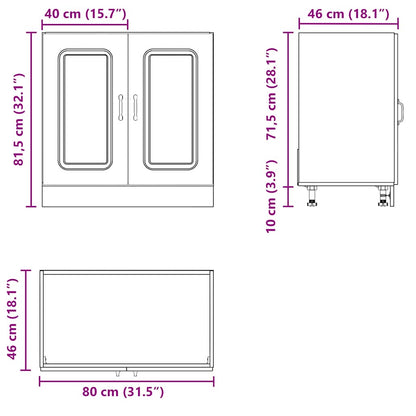 Mobile base lavello Kalmar Nero 80x46x81,5 cm in Truciolato | homemem39