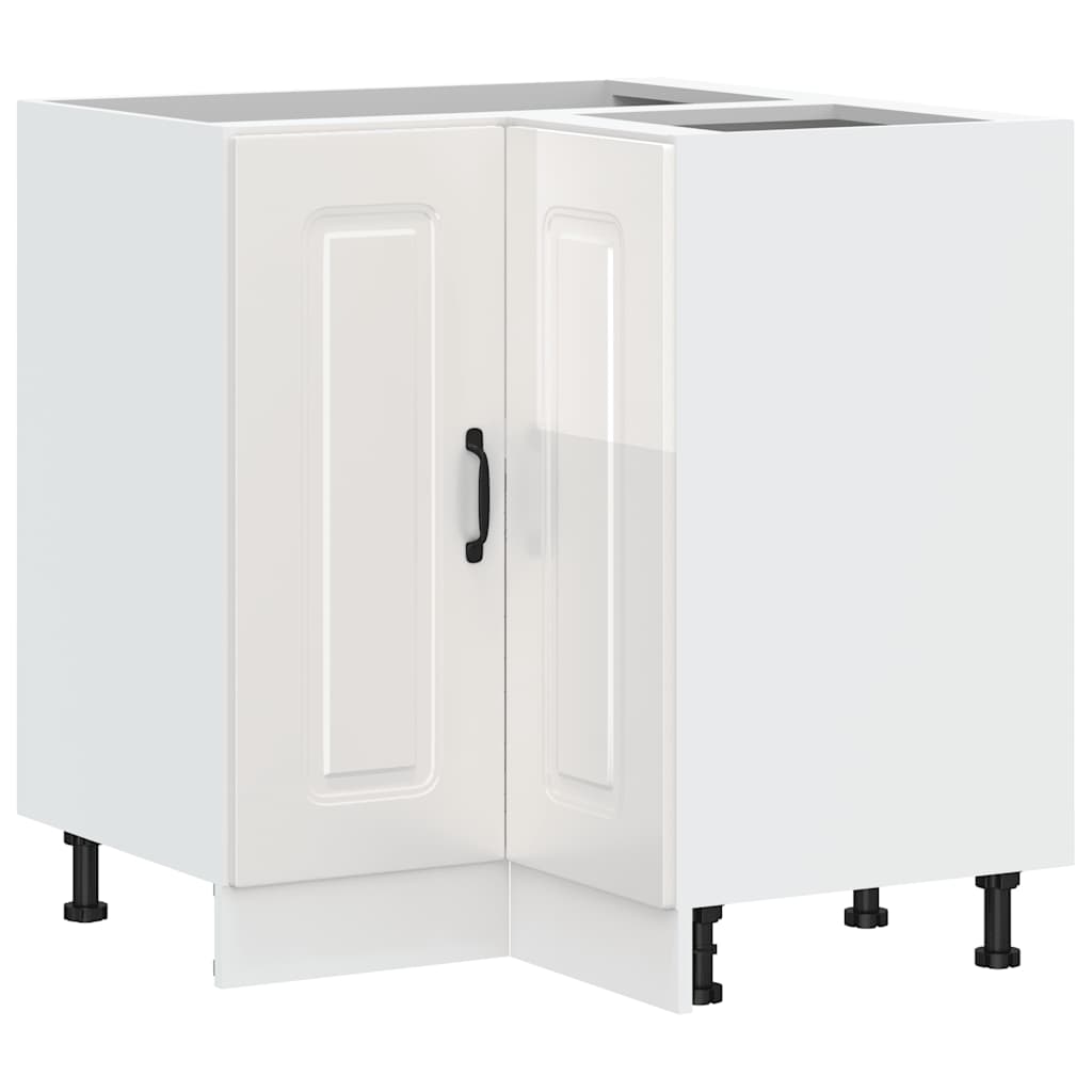 Mobile Base ad Angolo Cucina Kalmar Bianco Lucido in Truciolato | homemem39