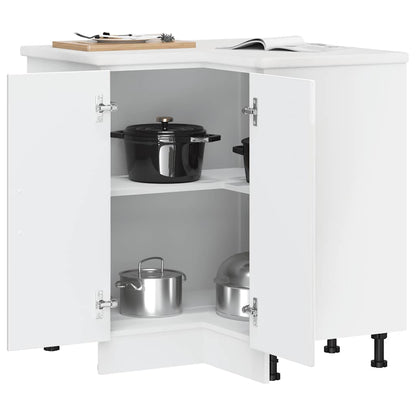Mobile Base ad Angolo Cucina Kalmar Bianco Lucido in Truciolato