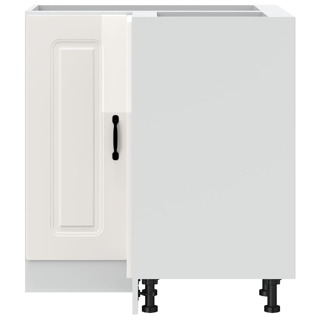 Mobile Base ad Angolo Cucina Kalmar Bianco Lucido in Truciolato - homemem39