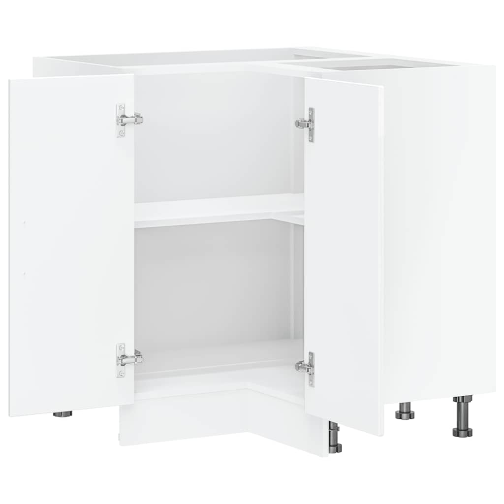 Mobile Base ad Angolo Cucina Kalmar Bianco Lucido in Truciolato - homemem39