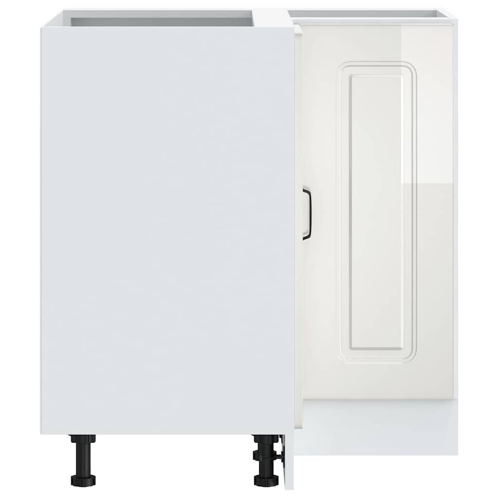 Mobile Base ad Angolo Cucina Kalmar Bianco Lucido in Truciolato - homemem39