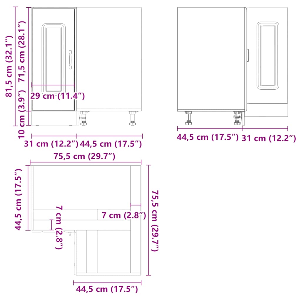 Mobile Base ad Angolo Cucina Kalmar Legno Vecchio in Truciolato | homemem39