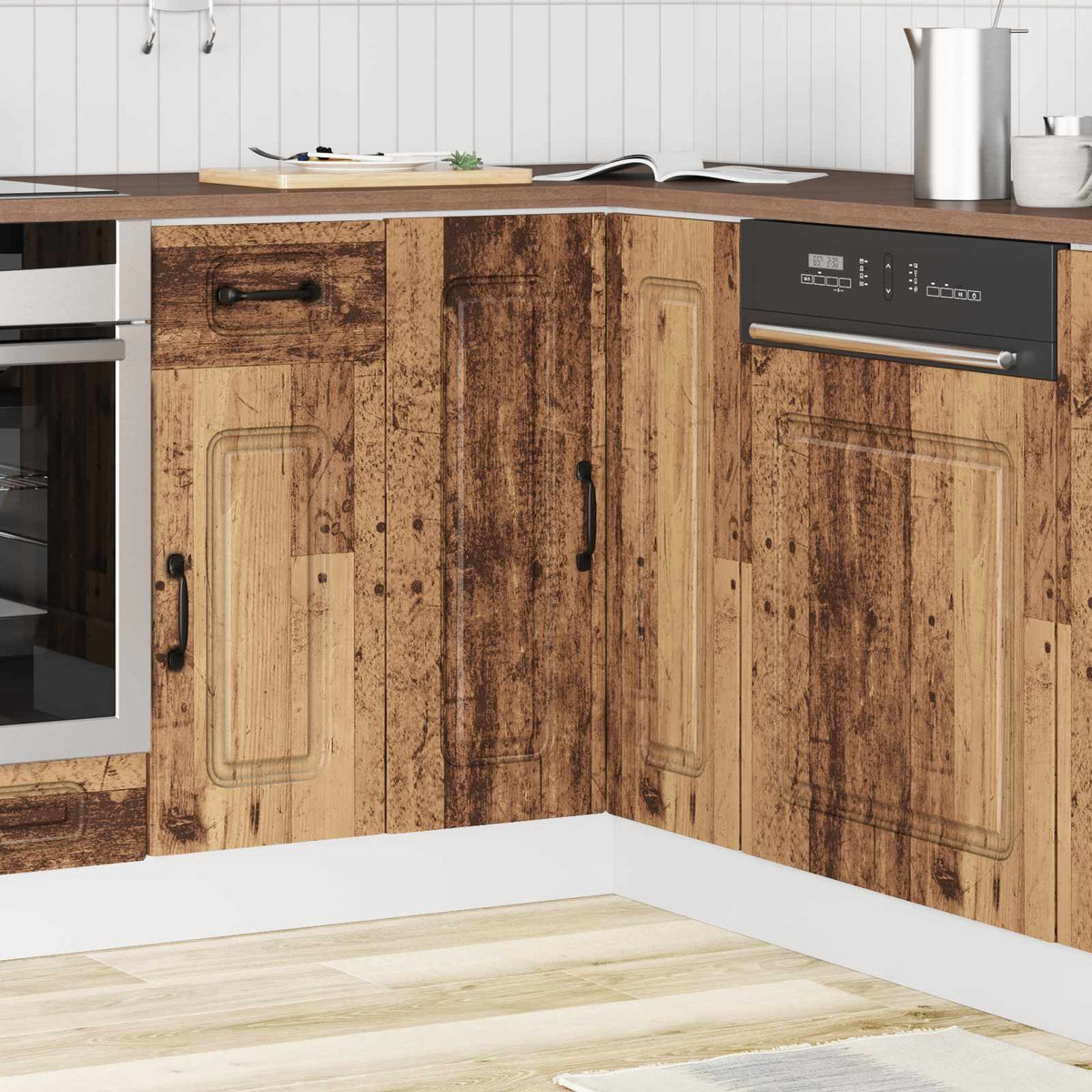 Mobile Base ad Angolo Cucina Kalmar Legno Vecchio in Truciolato