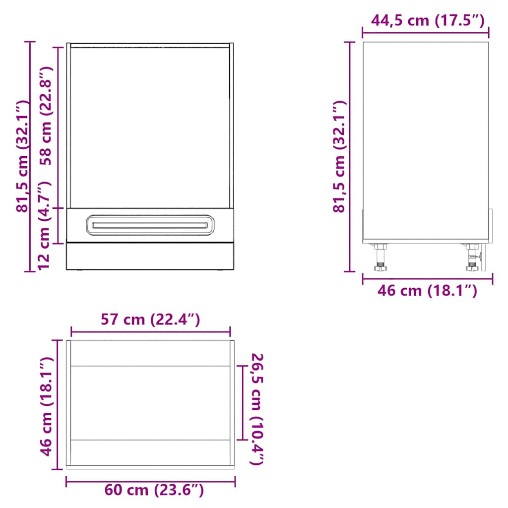 Armadio per Forno Kalmar Grigio Cemento in Legno Multistrato | homemem39