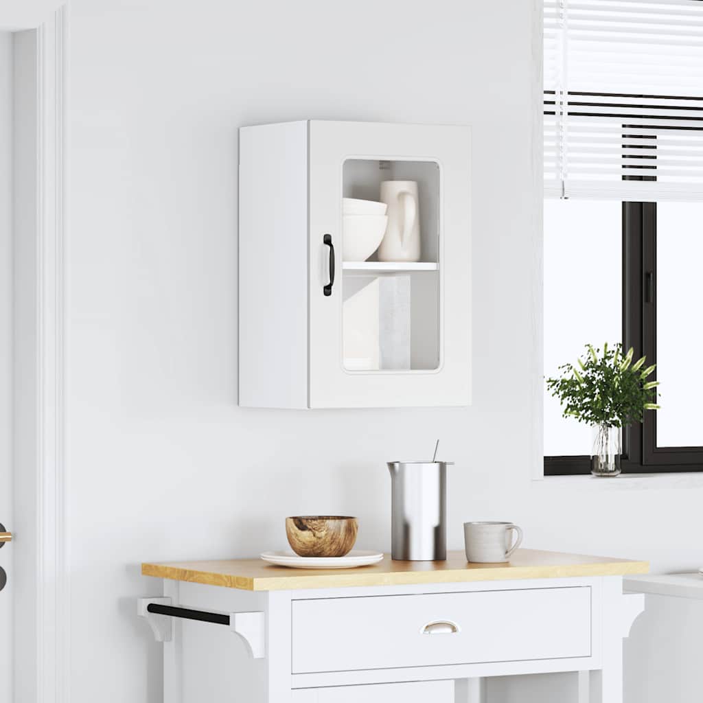 Pensile da Cucina con Porta in Vetro Kalmar Bianco Truciolato | homemem39