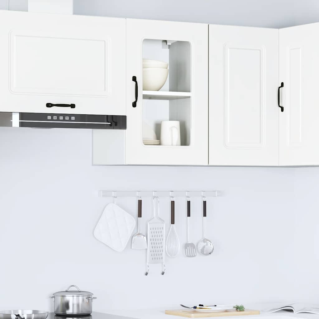 Pensile da Cucina con Porta in Vetro Kalmar Bianco Truciolato - homemem39