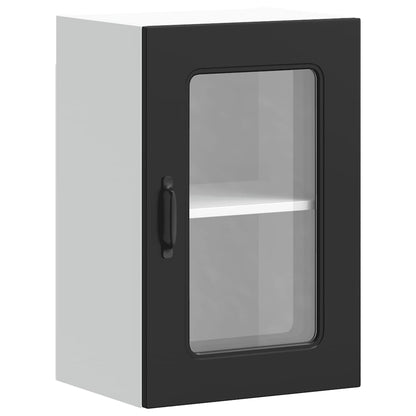 Pensile da Cucina con Porta in Vetro Kalmar Nero Truciolato | homemem39