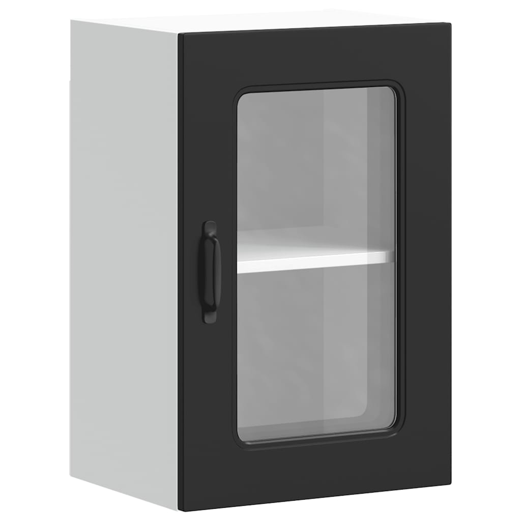 Pensile da Cucina con Porta in Vetro Kalmar Nero Truciolato