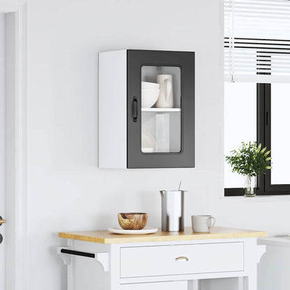Pensile da Cucina con Porta in Vetro Kalmar Nero Truciolato
