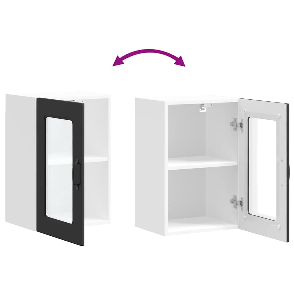 Pensile da Cucina con Porta in Vetro Kalmar Nero Truciolato - homemem39