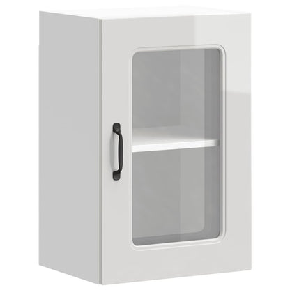 Pensile da Cucina con Porta in Vetro Kalmar Bianco Lucido | homemem39