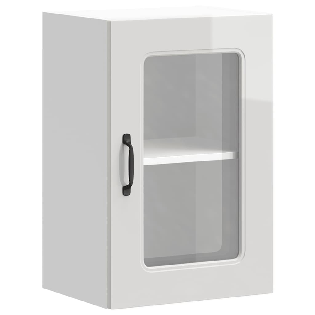 Pensile da Cucina con Porta in Vetro Kalmar Bianco Lucido - homemem39