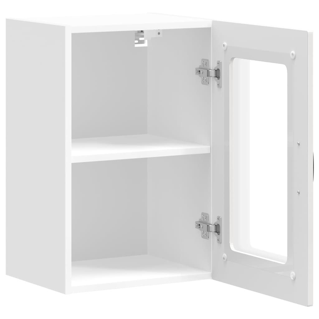 Pensile da Cucina con Porta in Vetro Kalmar Bianco Lucido | homemem39