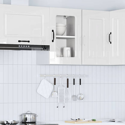 Pensile da Cucina con Porta in Vetro Kalmar Bianco Lucido - homemem39