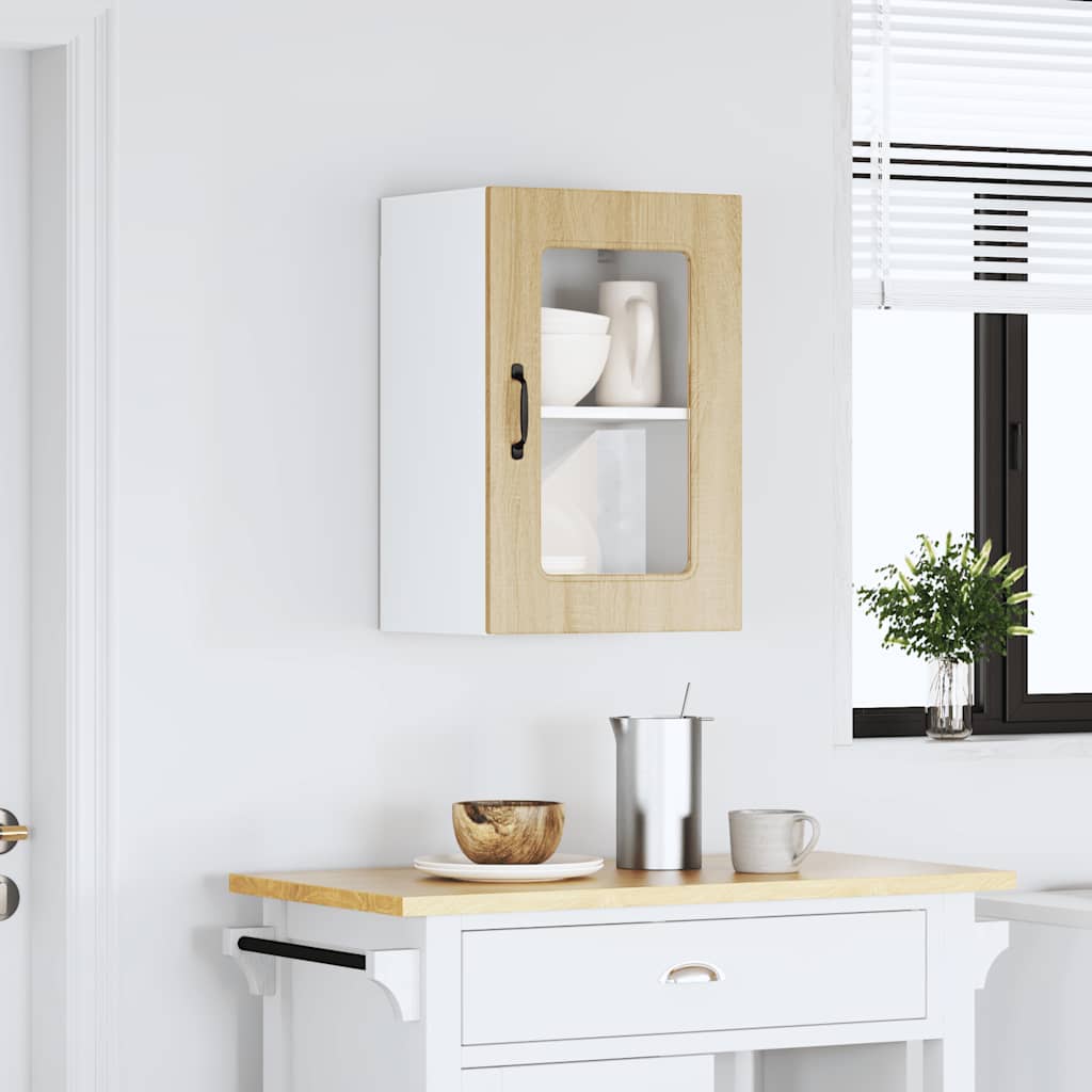 Pensile da Cucina con Porta in Vetro Kalmar Rovere Sonoma - homemem39