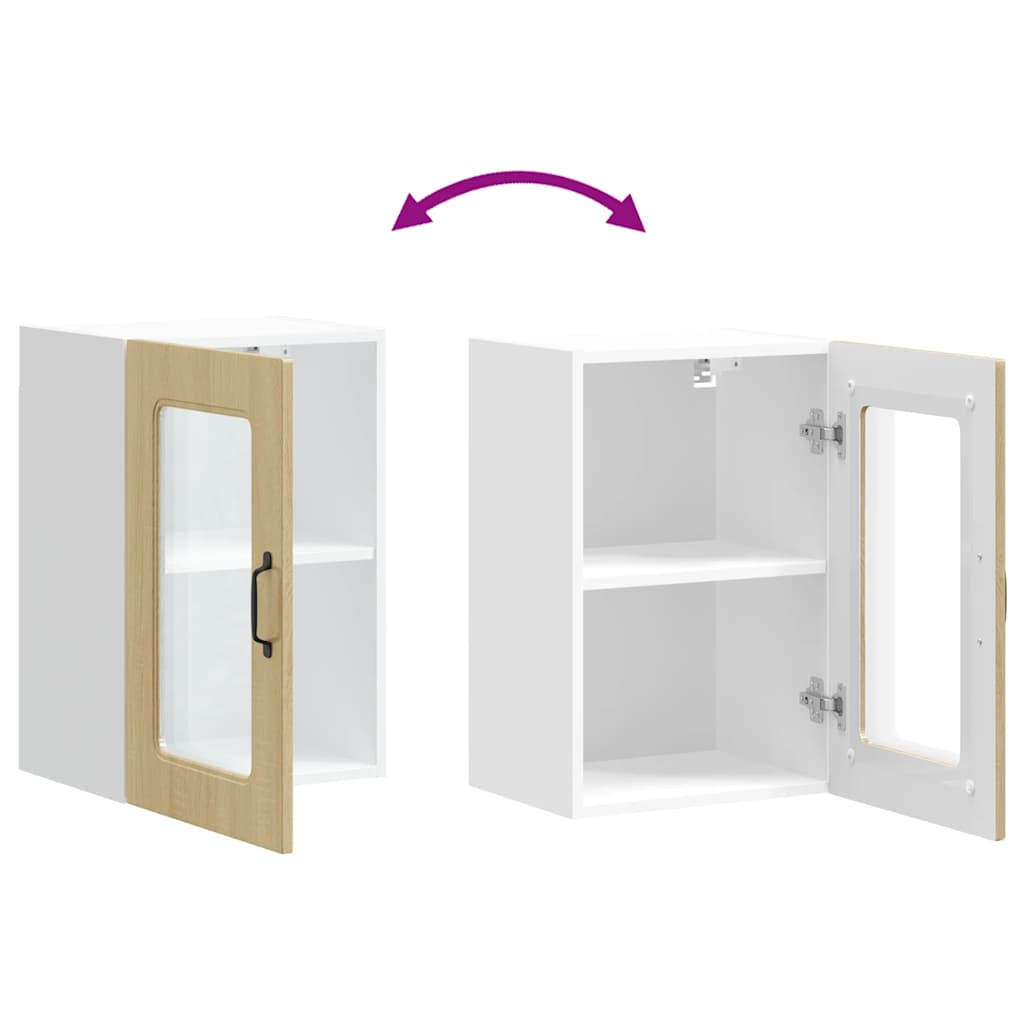 Pensile da Cucina con Porta in Vetro Kalmar Rovere Sonoma - homemem39