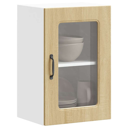 Pensile da Cucina con Porta in Vetro Kalmar Rovere Sonoma