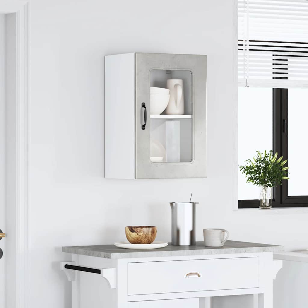 Pensile da Cucina con Porta in Vetro Kalmar Grigio Cemento | homemem39
