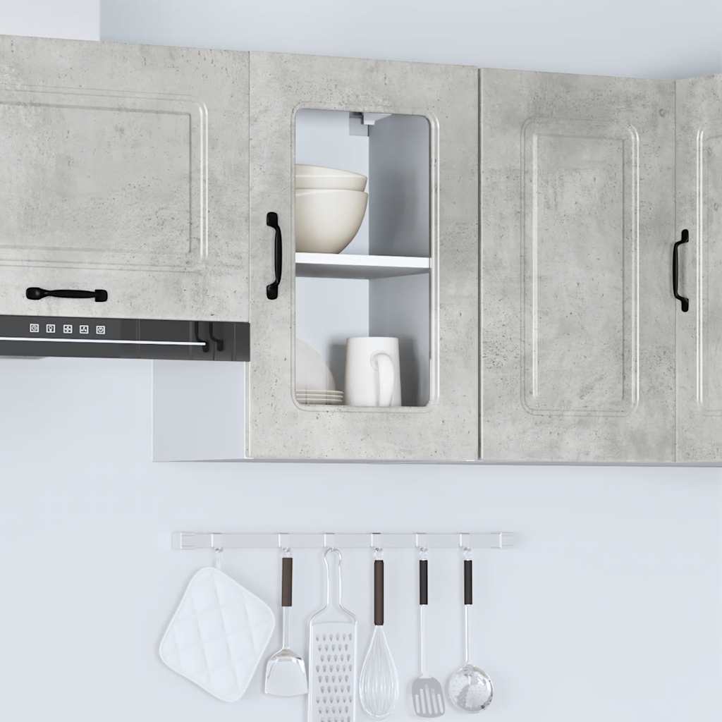 Pensile da Cucina con Porta in Vetro Kalmar Grigio Cemento