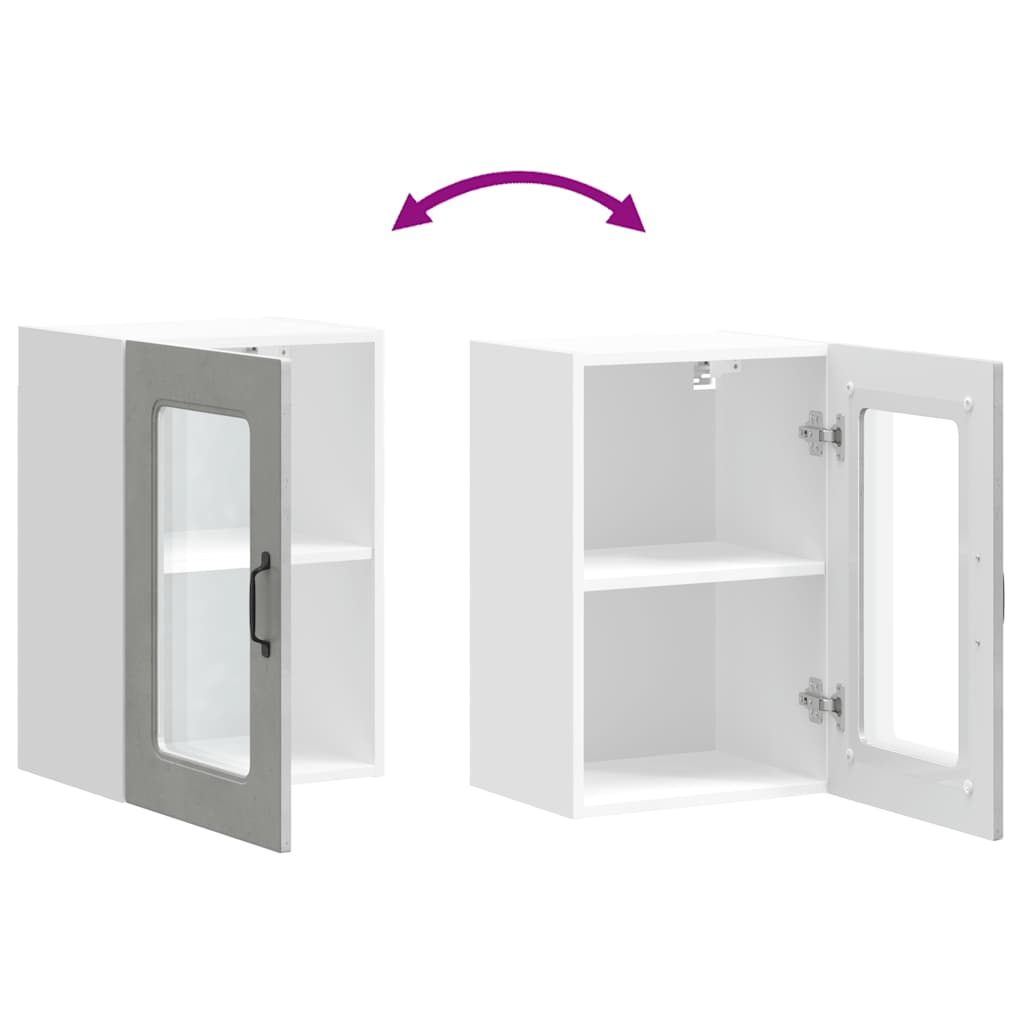 Pensile da Cucina con Porta in Vetro Kalmar Grigio Cemento | homemem39