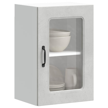 Pensile da Cucina con Porta in Vetro Kalmar Grigio Cemento