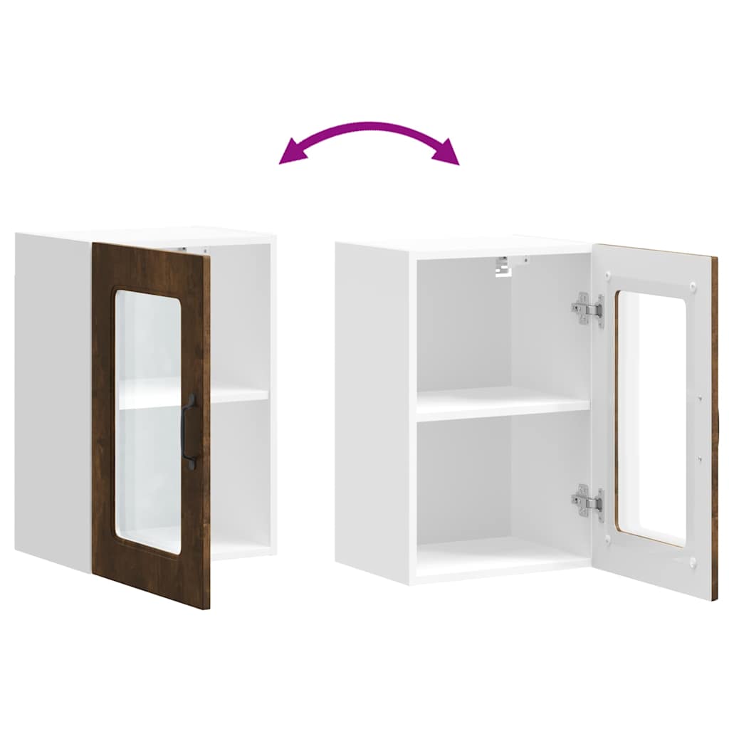 Pensile da Cucina con Porta in Vetro Kalmar Rovere Fumo - homemem39