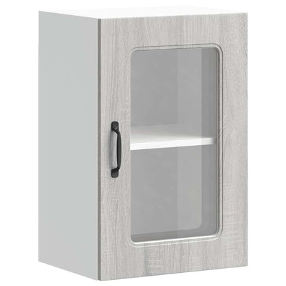 Pensile da Cucina con Porta in Vetro Kalmar Grigio Sonoma | homemem39