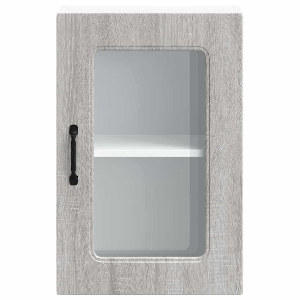 Pensile da Cucina con Porta in Vetro Kalmar Grigio Sonoma