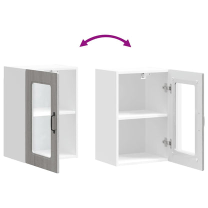 Pensile da Cucina con Porta in Vetro Kalmar Grigio Sonoma - homemem39