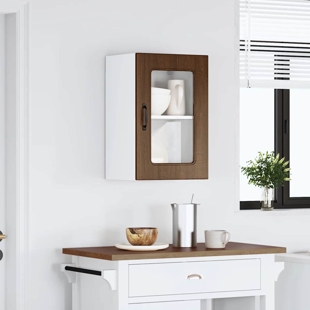 Pensile da Cucina con Porta in Vetro Kalmar Rovere Marrone