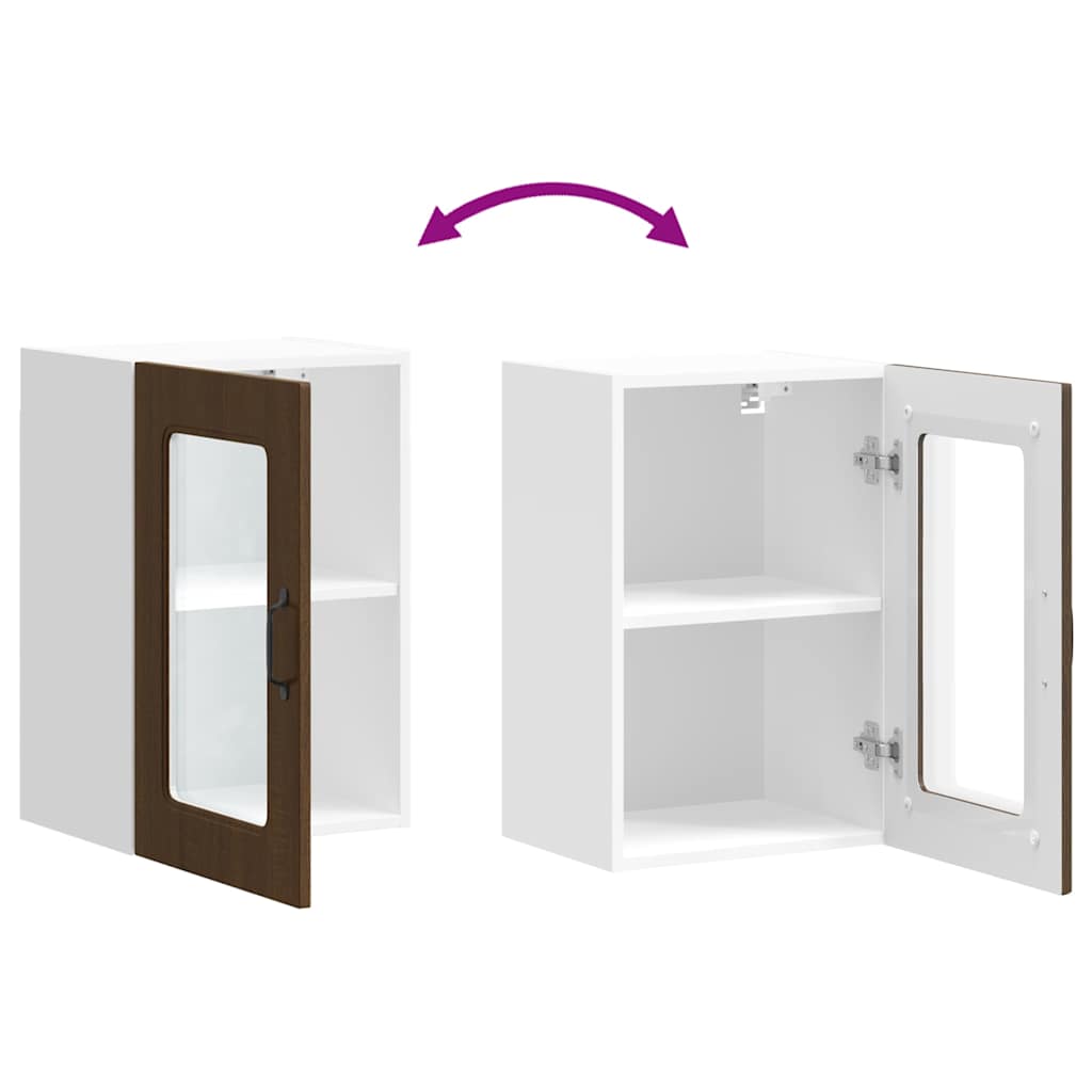 Pensile da Cucina con Porta in Vetro Kalmar Rovere Marrone