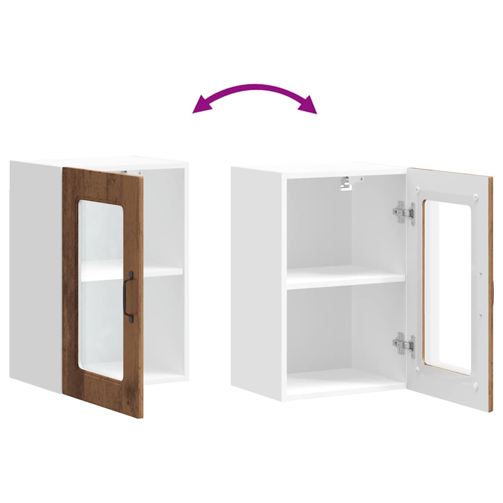 Pensile da Cucina con Porta in Vetro Kalmar Legno Vecchio - homemem39