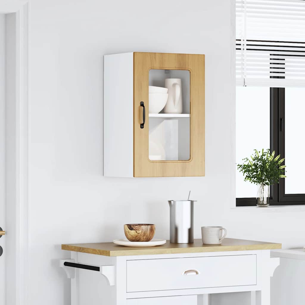 Pensile da Cucina con Porta in Vetro Kalmar Rovere Artigianale
