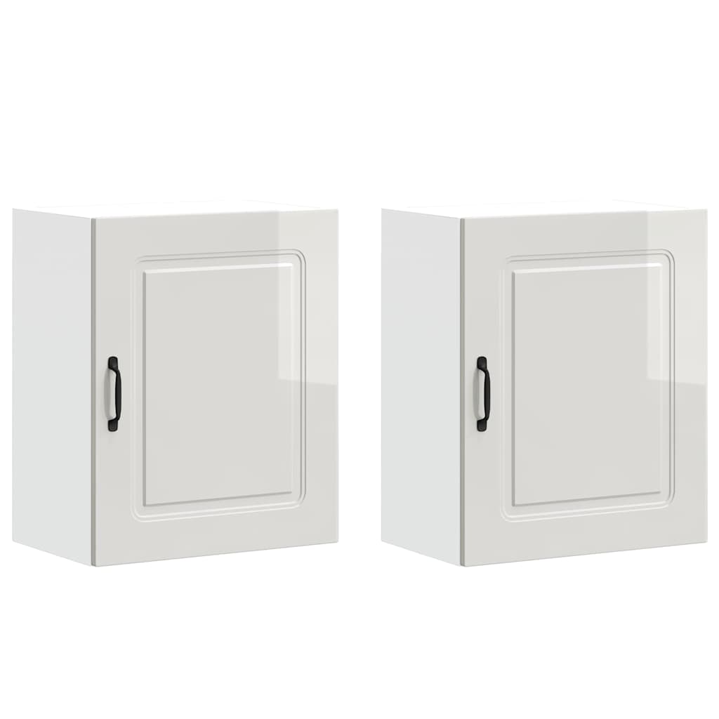 Pensili da cucina 2 pz Kalmar in Legno Multistrato Bianco Lucido