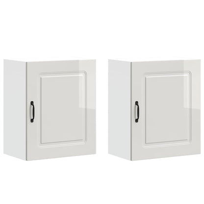 Pensili da cucina 2 pz Kalmar in Legno Multistrato Bianco Lucido