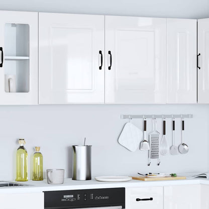Pensili da cucina 2 pz Kalmar in Legno Multistrato Bianco Lucido