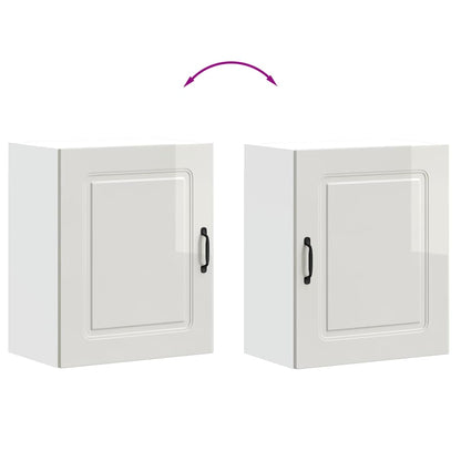 Pensili da cucina 2 pz Kalmar in Legno Multistrato Bianco Lucido | homemem39