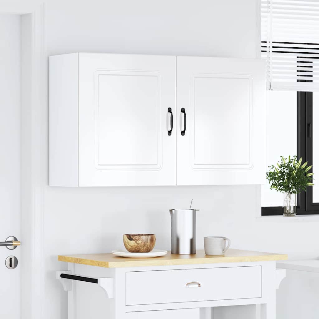 Pensili da cucina 2 pz Kalmar in Legno Multistrato Bianco Lucido