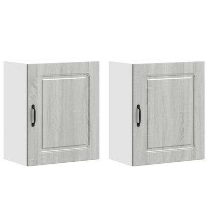 Pensili da cucina 2 pz Kalmar Grigio in Legno Multistrato Sonoma