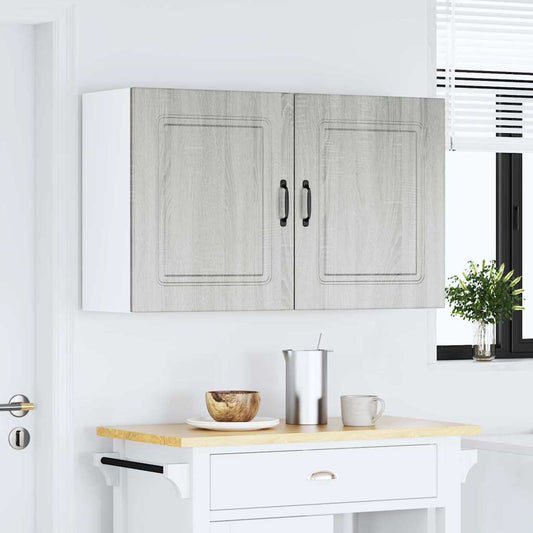 Pensili da cucina 2 pz Kalmar Grigio in Legno Multistrato Sonoma