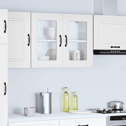 Pensile da Cucina con Porta in Vetro Kalmar Bianco Truciolato | homemem39