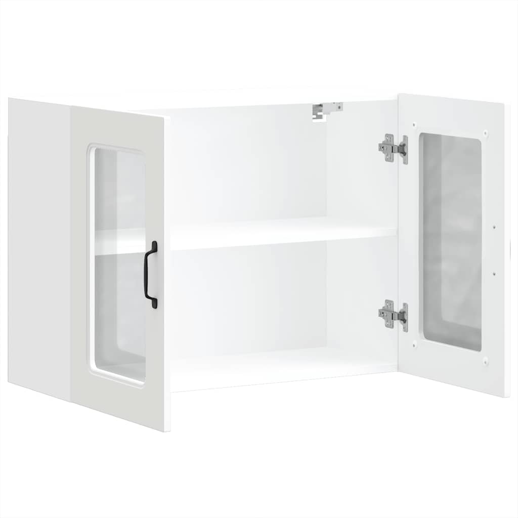 Pensile da Cucina con Porta in Vetro Kalmar Bianco Truciolato | homemem39