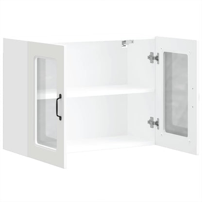 Pensile da Cucina con Porta in Vetro Kalmar Bianco Truciolato | homemem39