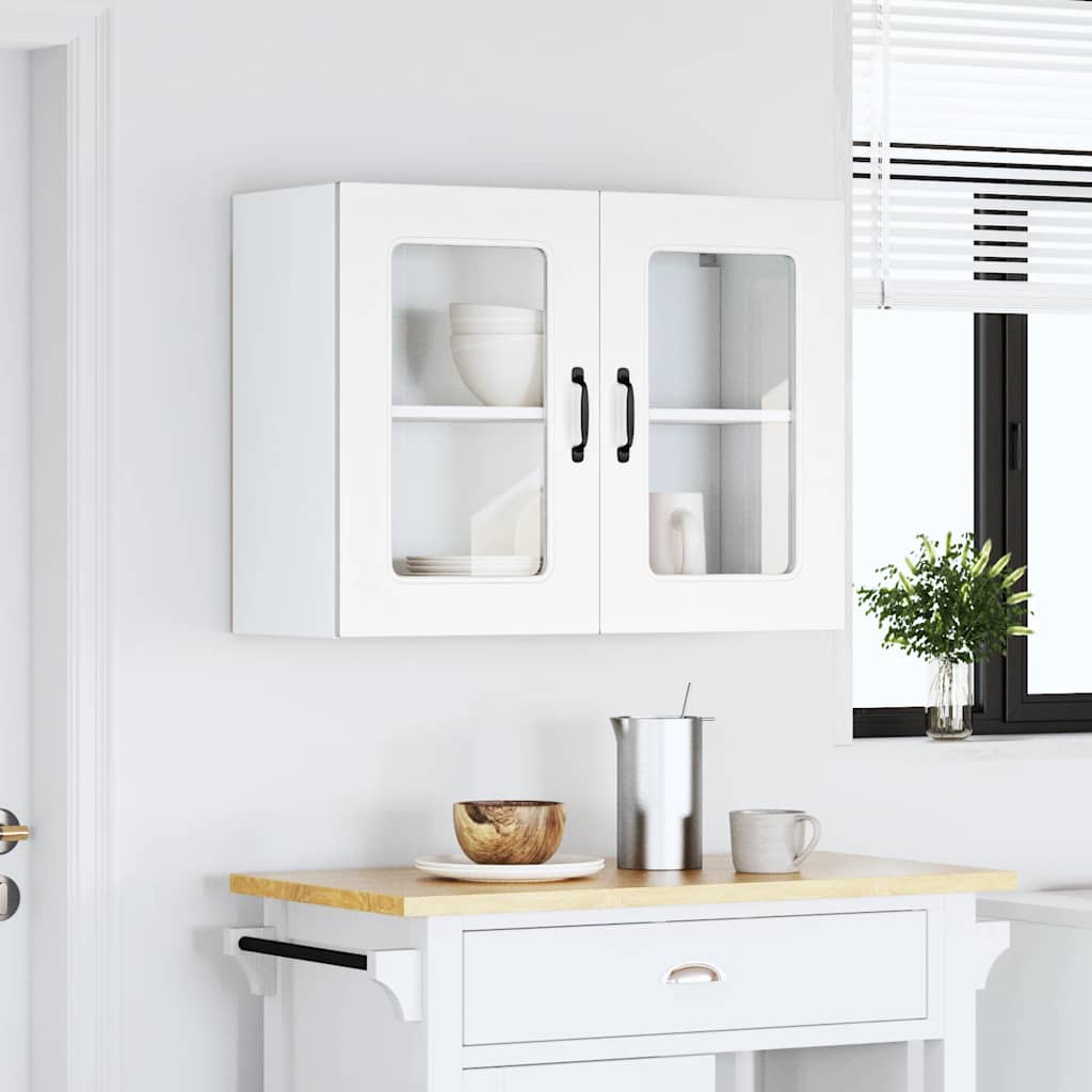 Pensile da Cucina con Porta in Vetro Kalmar Bianco Truciolato | homemem39