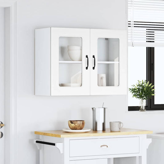 Pensile da Cucina con Porta in Vetro Kalmar Bianco Truciolato | homemem39