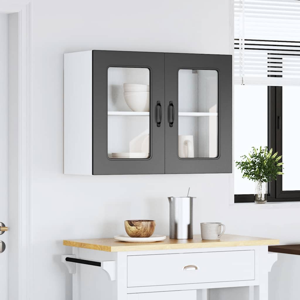 Pensile da Cucina con Porta in Vetro Kalmar Nero Truciolato | homemem39